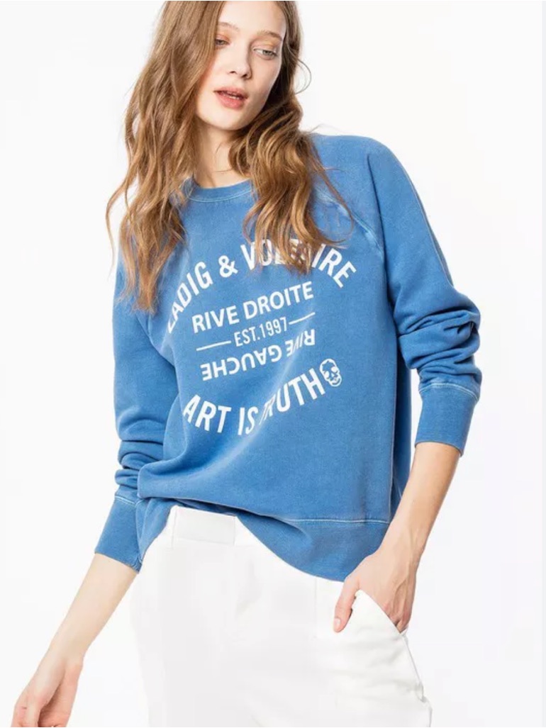 Zadig & Voltaire Upper Blason Sweatshirt In Bleu Marguerite S
